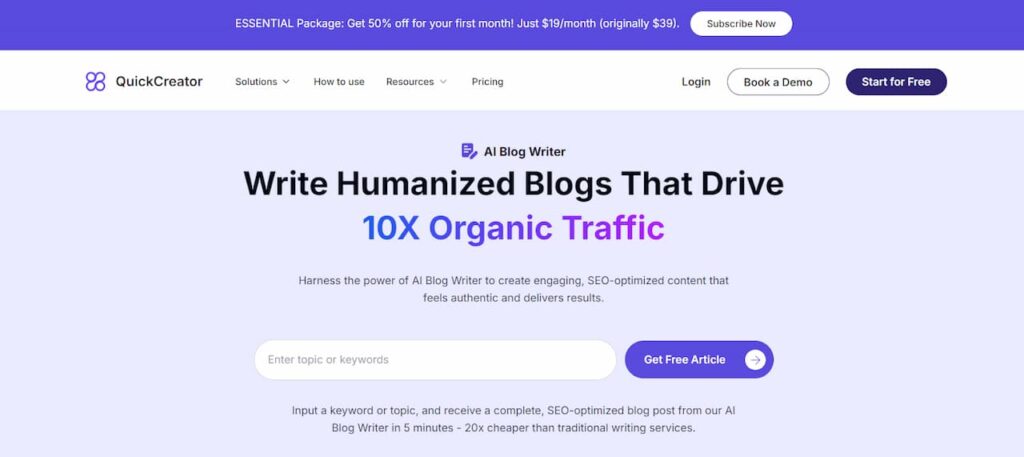 AI Blog Writer home page